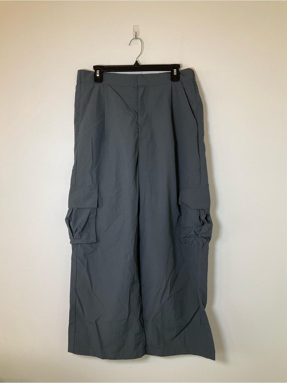 Wilo The Label Gray Cargo Wide Leg Pants Nylon Utility Size M